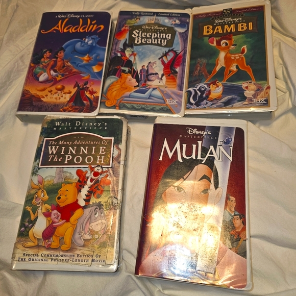 Disney Other - Vintage VHS Movie Collection Aladdin Sleeping Beauty Bambi Mulan Winnie The Pooh